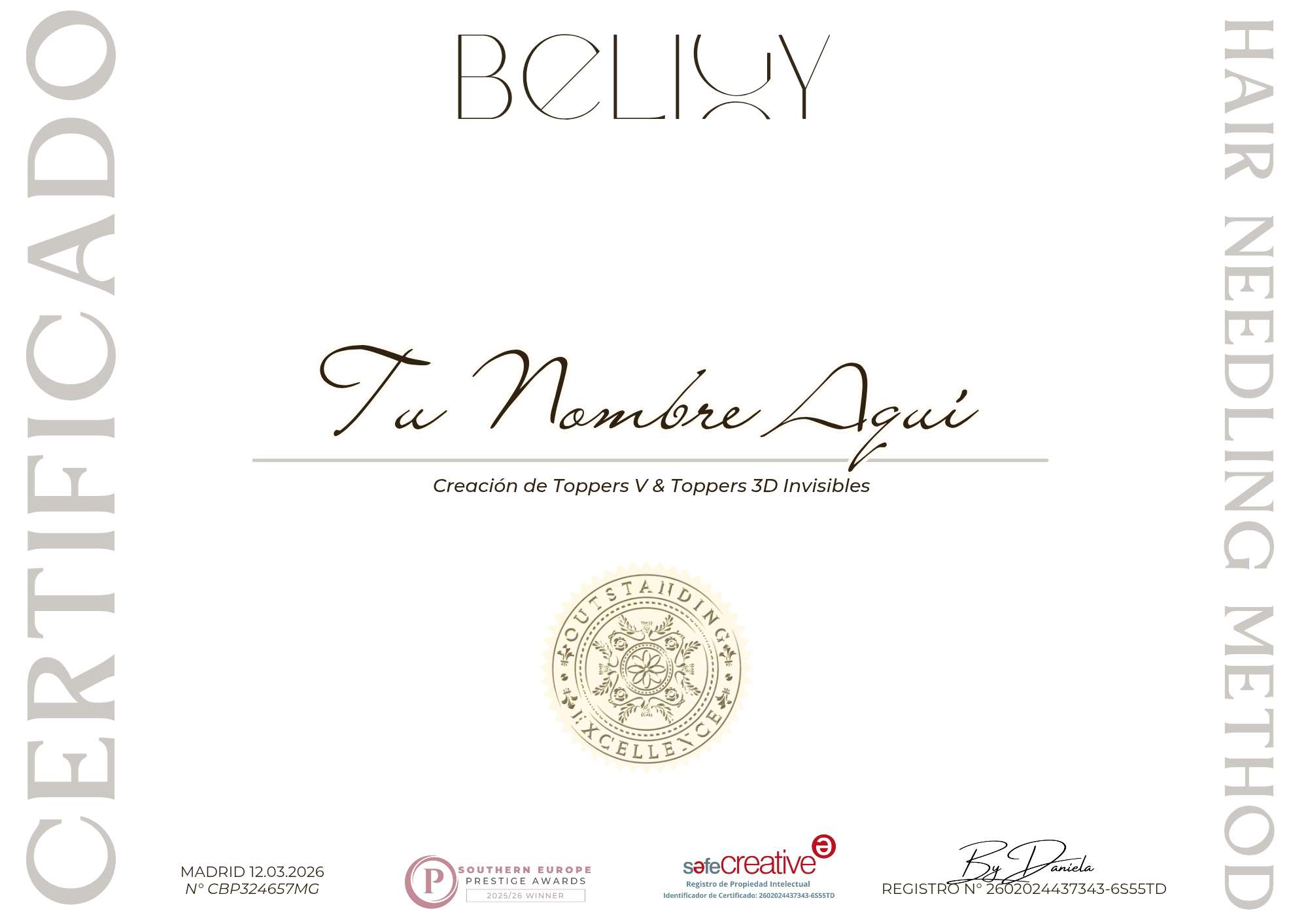 Certificado de curso de extensiones y toppers capilares Certificado de curso de extensiones y toppers capilares